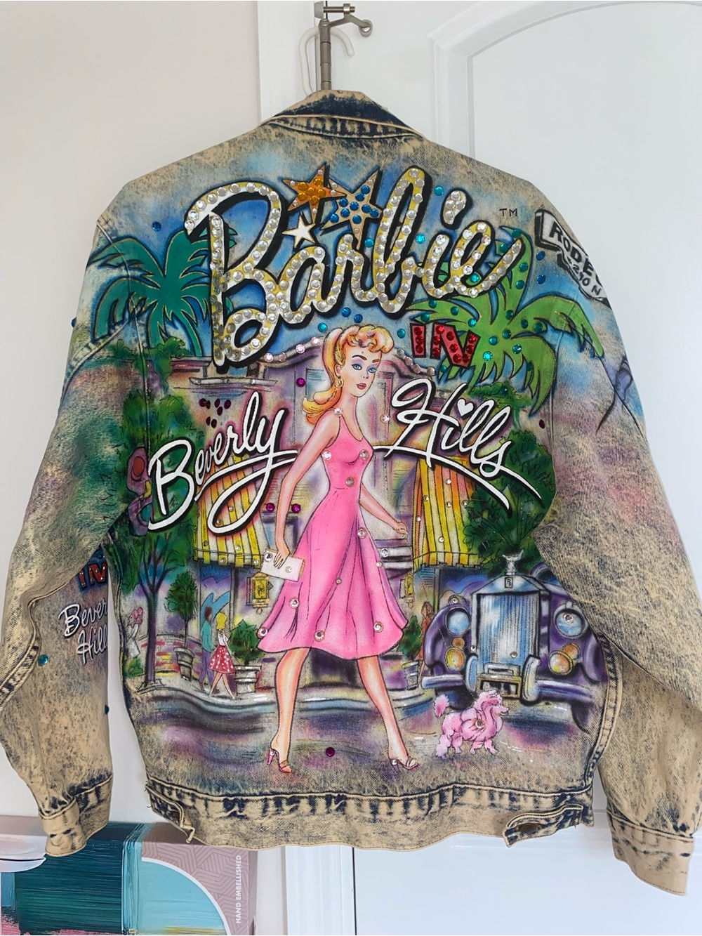 Barbie in Beverly Hills Denim Jacket buttons read ALAMO no tag fits XL - Picture 5 of 12